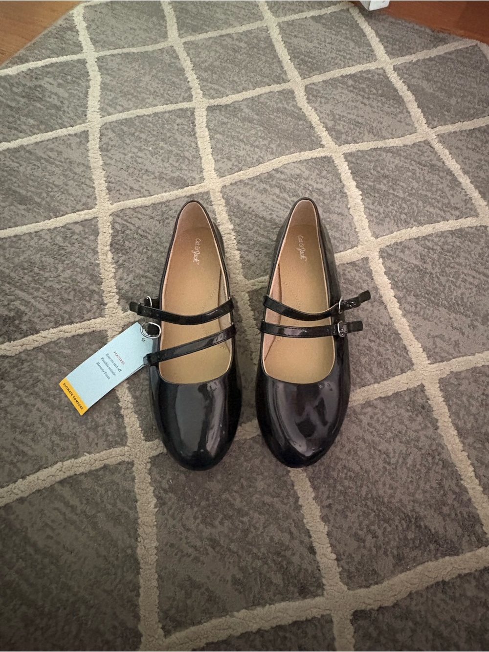 Cat & Jack Girls' Black Double-Strap Patent Mary Janes